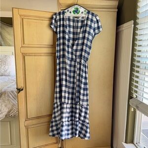 Reformation blue gingham wrap dress sz 10